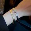 High-end Luxury H Home Bangle High version Kelly Pig Nose Half Diamond Bracelet Womens V Gold Rose Button Fashion Light Luxury