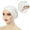 Hijabs satin gesäumte Hijab Cap Motorhaare Hair Cap Double Layer Sleep Night Cap Head Cover Muslim Fashion Jersey Hijab Cap Islamic Head Wear D240425