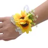 Dekorativa blommor boutonnieres män rosor silke handledskors armband solrosor för äktenskap bröllopsmaterial 2024