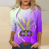 T-shirts pour femmes T-shirt imprimé de femmes Mardi Gras