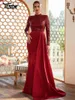 Casual Dresses Yesexy Formal Draping A-Line Long Sleeve Sequin Red Prom Evening Luxury Elegant Party for Women 2024 Cocktail Dress