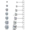 Stud 1 Pair Hypoallergenic Titanium Stainless Steel Cubic Zirconia Stud Earrings CZ Cartilage Earrings Set for Women Men 2-8mm d240426
