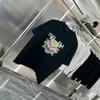 футболка женщина от печати белой Foxx Trade Cuit английские буквы Tshirt Новый стильный спортивная одежда Mens T Roomts с двумя частями шорт с несколькими стилями выбирать S-4XL