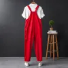 Overalls overalls bib jumpsuit lading broek mannen rood los, rechte pocket freight hiphop streetwear rompers casual broek