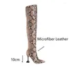 Boots Sexy Talons hauts minces Python Print Coueur pour les femmes 2024 TOE POINTÉE HOPER SUJETS DIEUX SOIRES 34-47