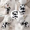 Dog Apparel Cow Pattern Cartoon Pet Vest Autumn Winter Warm Coral Fleece Clothes For Small Dogs Cats Cute Soft Sweatshirt Hoodie