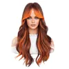 Dyed Wig Wig Womens Octagonal Bang Full Head Set Clorful Flame Orange Spot Long Curly Hair High