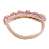 24pc/lot Princess Flower Headband Girls Rhinestone Flower Nylon Hoofdband Kid Kralen Bloemband Haaraccessoires 240422