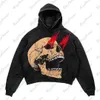 Felpa con cappuccio da uomo Y2K New Dark Oversalize Dark oversize Skull Stampa High Strt Hip-Hop Retro Design Coat ispessito Sudaderas Para Mujer Harajuku H240425