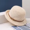Brede rand hoeden emmer hoeden klassieke riem gesp holte kleine emmer hoeden voor vrouwen meisjes nieuwe ademende en opvouwbare zon vizier top CS J240425