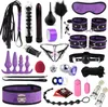 BDSM lederen seksspeeltjes Kit, 33 stks dubbelzijdige pluisjes seksensets sets beperkingskit met handboeien-ankel manchet-anale kont, bed volwassen seks dingen voor koppels kinky bundels