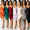 Casual Dresses Ruched Satin Summer Dress Drawstring Spaghetti Strap Cowl Neck Backless Long For Women Party Club Sexy Vestido 2024 Fall