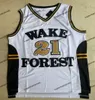 Wake Forest Demon Deacons Jerseys de basket-ball universitaire Tim 21 Duncan Chris 3 Paul Chemises Université pas cher Jersey de basket-ball cousu