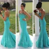 Hunter Sweetheart Elegant Mermaid Evening Lace Appliques Beadings Sequins Long Prom Party Gowns Sexy Backless Bridesmaid Dresses