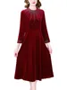 Casual Dresses Women Red Velvet Chic Sequins Midi Dress Autumn Winter Luxury Elegant Party Night 2024 Korean Fashion Casaul Vestidos