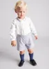 2024年の男の子スペインの服セットボーイ長袖スーツコットンシャツショーツズボンの子供誕生日パーティー服服240424