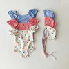 Pieces 2pcs Verão crianças bebê nadar use um pedaço de coração impressão de garotas de banho de banho infantil h240426