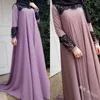 Dubai Arabische muslimische Kleider Frauen Islam A-Line Big Swing Maxi Kleid Spleiß Lose Ramadan türkischer islamischer Kleidung großgröße S-5xl 240415