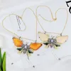 Chains Europe And The United States Retro Style Exquisite Color Everything Butterfly Pendant Elegant Three-dimensional Diamond-set Glas