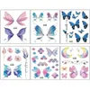 Tattoo -overdracht Sparkly Fairy Butterfly Wings waterdichte tattoo sticker tijdelijke tatoeages bloemen vlinder tattoo sticker body art decoratie 240426