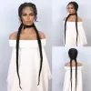 Wigs Long Lace Front Synthetic Braided Wigs for Women Lace Front Twins Braids Wig with Baby Hair for Black Women 36 Inches