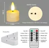 Uppsättning av 6/12 laddningsbara te -lampor 3D Flame Candles Remote Controller w/Timer Votive Candle Wedding Christmas Party Decoration 240416