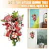 Juldekorationer Lollipop Wreath Red Bownot Decoration Xmas främre dörr Garland hängande prydnad Hempartiår