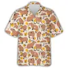 Casual shirts voor heren kawaii capybara grafische shirts voor mannen kleding 3d print Hawaiian Aloha strand shirt korte mouw y2k schattige kinderen tops revers blouse 240424