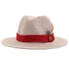 Natural Panama Soft Shaped Straw Hat Summer Women/Men Wide Brim Beach Sun Cap UV Protection Fedora Cowboy straw hat 240423