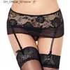 Sexy Set ComeDear Lace Black Geling Belgerie de talla grande para mujeres Cinturones de suspensión para muslos Altos (sin medias) Q240426