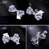 Boucles d'oreilles étincelantes Real 925 Sterling Silver Zircon Bowknot Design Earge pour femmes Gift Korea Ear Bijoux Oorbellen