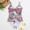 Designer Bikinis sexy Einszene Badeanzug Floral bedrucktes Netzbuchstaben Stickerei durchsichtige Spitze Bikini Sommer Bikini Bikini Swimwear Beach Badeanzug FZ2404262