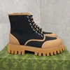 Diseñador de lujo Hombres de tobillo Botas entrelazadas Botas de combate de cordones de caminata Caballeros Fashion jacquard