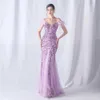 Runway Dresses Yidingzs Women Feather Long Prom Dress Off Shoulder GRN Sequin Evening Dress Sexig Party Maxi Dress Y240426