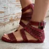 Casual Shoes Women Sandals Gladiator Quality PU Leather Buckle Strap Black Platform High Bottom Gothic Designer Flats Heel Ladies