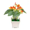 Fleurs décoratives artificiels anthurium bononsaï plastique en plastique vert mariage El Flower Arrangement Plantes en pot à la maison