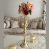 キャンドルホルダーIMUWEN GOLD 50cm METAL CANDLESTICK FLOWER VASEテーブルセンターピースイベントラックロードリードウェディングデコレーション