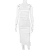 Basic Casual Dresses Backless White Midi Dress Cocktail Celebrity Party Outfits Double Layered Satin Elegant For Women Drop Delivery A Dh5Kh