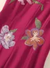 Partykleider aeleseen hohe Qaulity -Sommerkleid für Frauen Kurzärmel Claret Blume Stickerei Paillettenpailletten geteilte elegante Midi Holidat