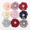 Decorative Flowers 120Pcs 6.5cm Pearl Mesh Artificial Chiffon Flower Lace Trim Wedding Invitation Dress DIY Bride Hair