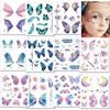 Tattoo Transfer 12 Sheets Butterfly Tattoos Temporary for Kids Women Eyes Make Up Galaxy Waterproof Face Tattoo Stickers for Party Favors Gifts 240426