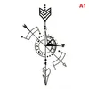 0J72 Tattoo Transfer Waterproof tillfällig Tattoo Sticker Compass Arrow Roman Clock Small Body Art Flaple For Women Men 240427