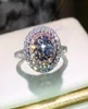 Christams Gift Superbe Bijoux de luxe 925 Couleur en argent sterling rose Sapphire CZ Diamond Round Coup Femme B72533174066556