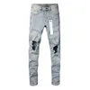 Damesbroeken Hoge kwaliteit 2024 Paarse Roca Brand Jeans Fashion Light Blue Knie Goles Slim Fit reparatie 28-40 Maat