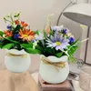 Decorative Flowers Artificial Potted Flower Elegant Plants For Home Office Decor 5 Head Table Centerpiece Indoor