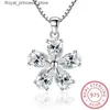 Pendant Necklaces 925 Sterling Silver Jewelry AAA CZ Zirconia Plum Blossom Pendant Necklace Womens Gift 45cm Chain Necklace Kolye S-N148 Q240426