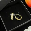 18K Gold Diamond Earring Dangler Stylish Sparkling Rhinestone Letter Earrings Eardrops For Party Club Bar