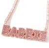 Hip Hop Nom Custom Name Baguette Letters with Tennis Chain Men Women Women Micro cubic Zircon Pendant Collier Jewelry2580208