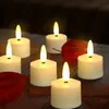 مجموعة من 6 LED LED Tealight 3D Flame Candles عن بُعد يتم التحكم فيها مع شمعة نذرية الموقت لحضور حفل زفاف ديكور حفل عيد الميلاد 240416