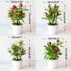 Flores decorativas plantas en macetas artificiales Pepper falso fresa naranja durazno bonsai ornamento